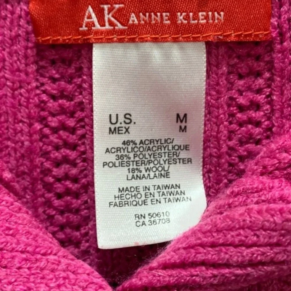 Anne Klein Cardigan Women Size M Pink Excellent Cable Knit Portrait Collar - Picture 5 of 9